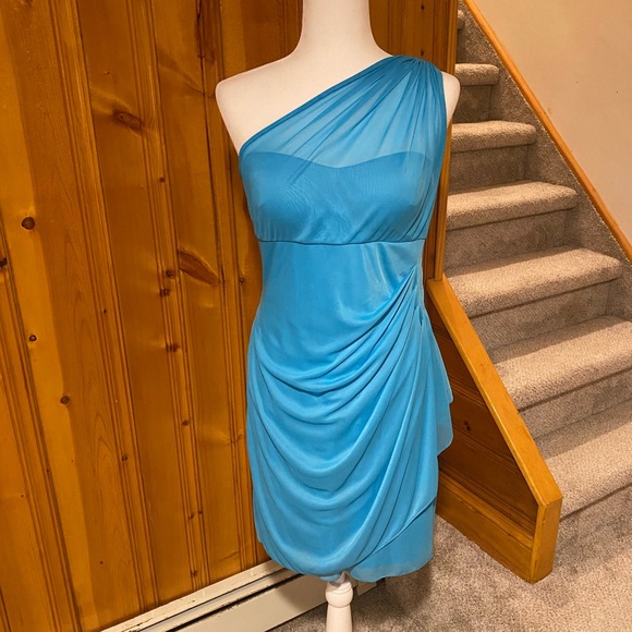 David's Bridal Dresses & Skirts - One shoulder Malibu blue dress